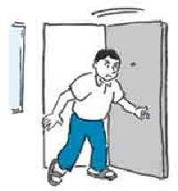 イラスト：ドアを開ける男性
