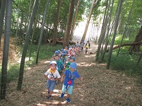 写真：子どもたちが列になって歩いている