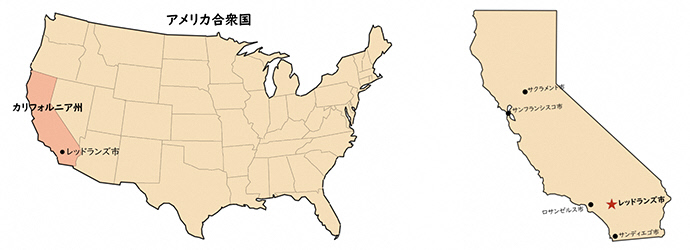 アメリカとカリフォルニア州の地図