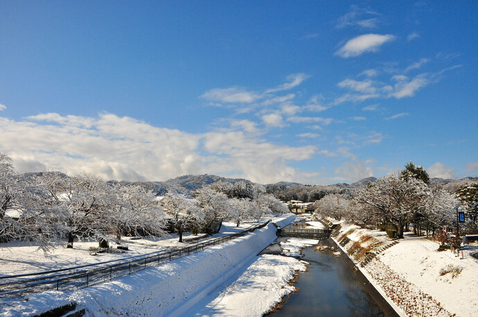 浅川の雪景色