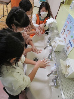 手洗い教室の様子の写真