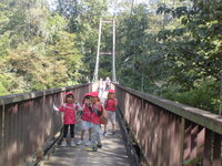 吊り橋を渡っている様子の写真