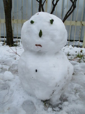 子どもが作った雪だるまの写真
