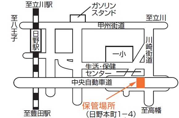 地図：自転車の保管場所