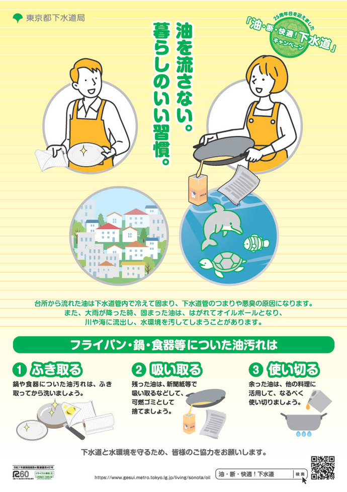 ポスター:下水道に油を流さないようにしてください