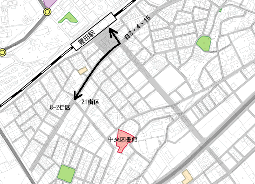 図：豊田経路25　路線名…日3・4・15
