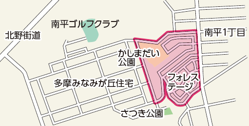 画像：南平1丁目地区の地図