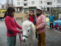 写真：4歳児　馬の背に乗りました