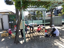 写真：1歳児・2歳児園庭あそび