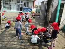 写真：2歳児の園庭遊び