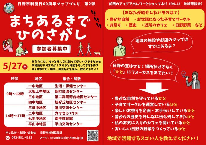 マップ作りワークショップ第2弾　まちあるきでひのさがしチラシ