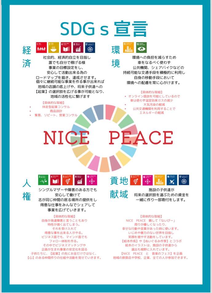 画像：SDGs宣言書（NICE PEACE）