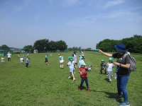 4,5歳児がグランドで遊んでいる様子の写真