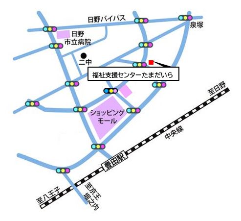 地図：福祉支援センターたまだいら