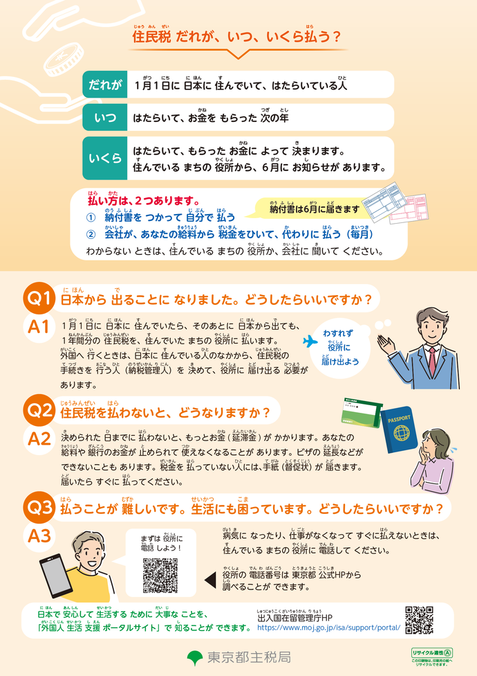 外国人の方向けの東京都が作成した案内の2ページ目