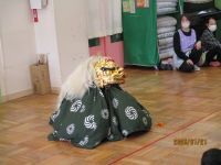 獅子が座っている写真です。